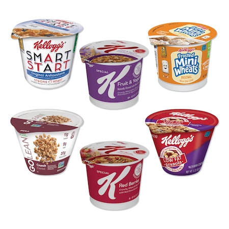 Kelloggs Breakfast Cereal - Single Serve, Classic Wellness Assortment, 2.2 oz Cup, PK60, 60PK 5X0404